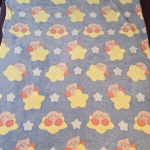 Kirby (Nintendo) 47" x 41" Soft Blue Plush Throw Blanket Stars Kirby Throw